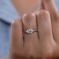 East West Set Marquise Diamond Solitaire Ring