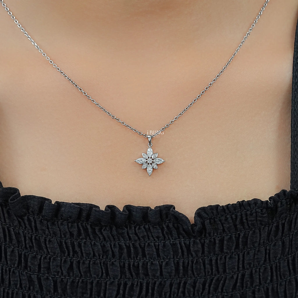 Marquise Cut Lab Diamond Floral Shape Pendant