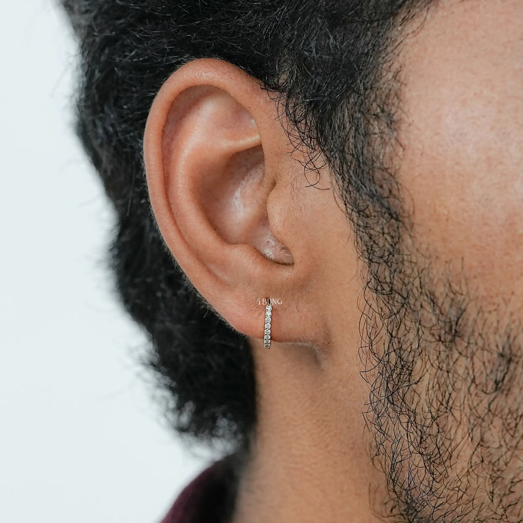 Round Cut Lab Diamond Hoop & Huggie Men's Earrings