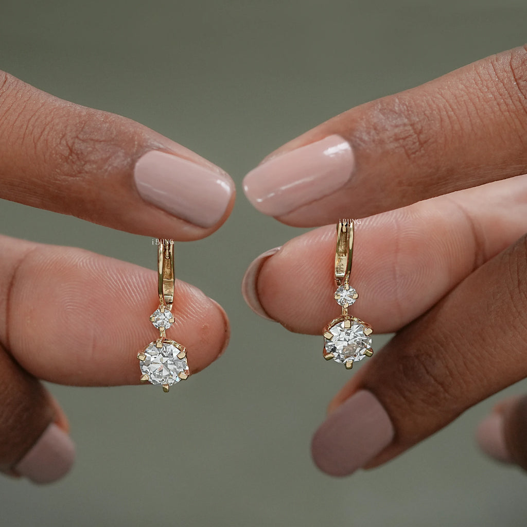 Old European Round Cut Lab Diamond Earrings