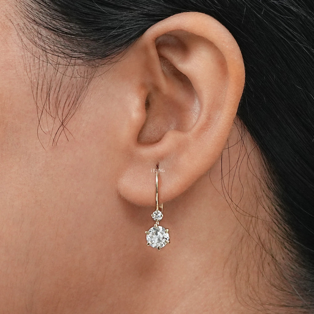 Old European Round Cut Lab Diamond Earrings
