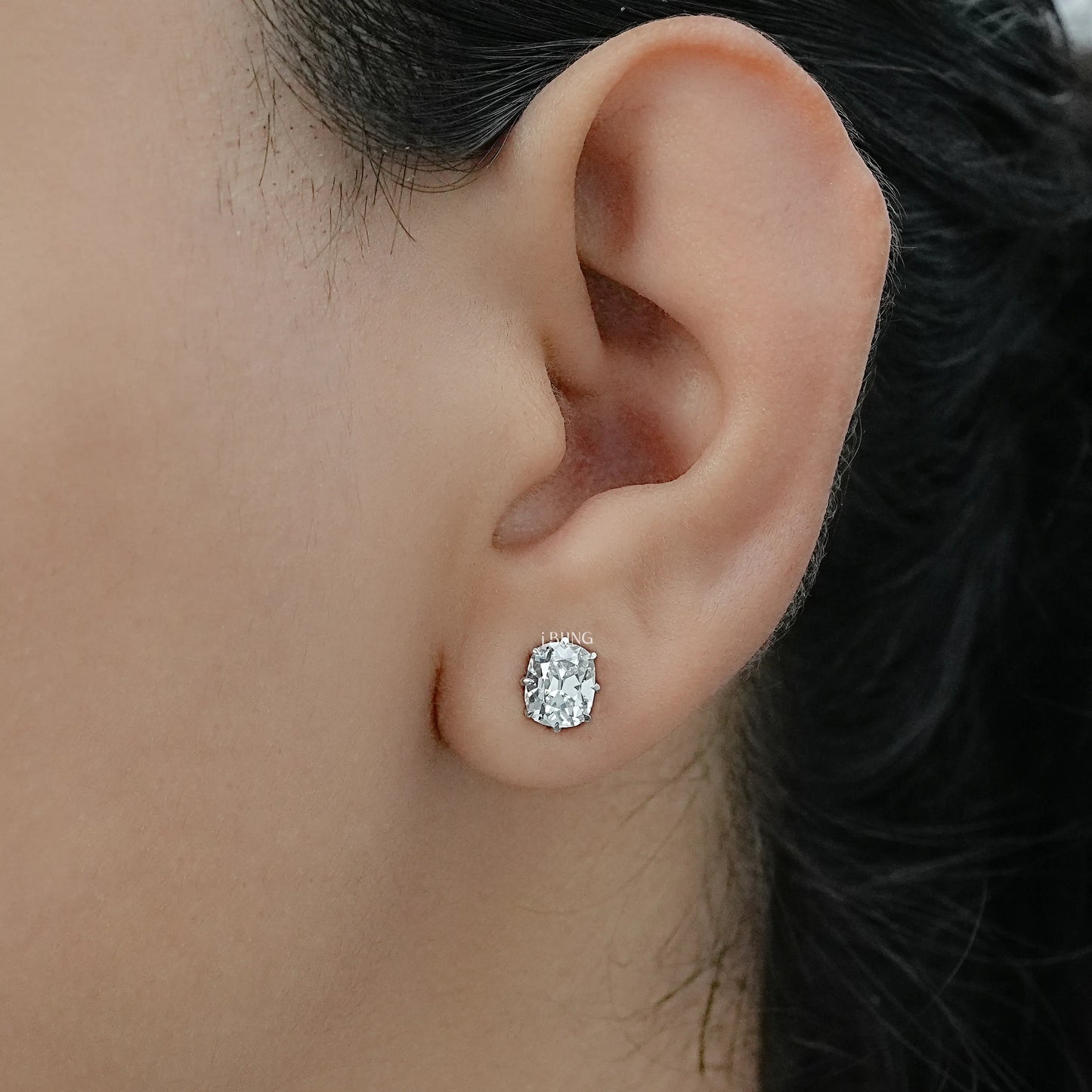 Old Mine Cushion Lab Diamond Stud Earrings Stud