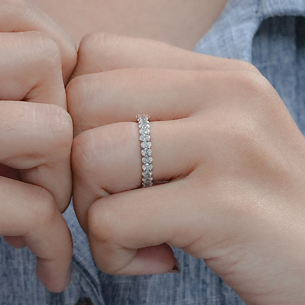 Oval Cut Lab Diamond Full Eternity Wedding Band