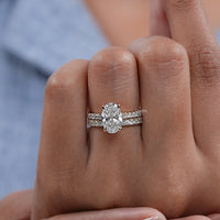 Oval Cut Lab Diamond Bridal Set Ring
