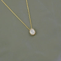 Bezel Set Oval Lab Diamond Solitaire Necklace