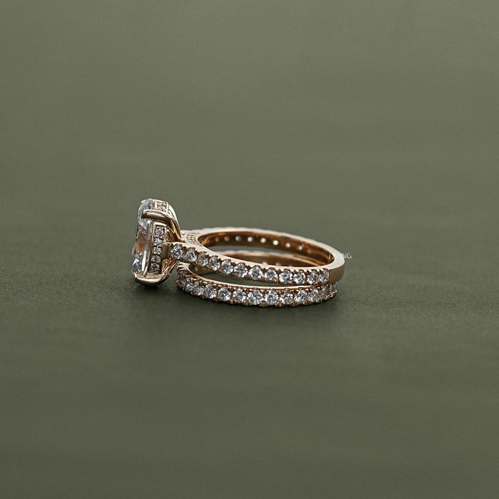 Oval Cut Lab Diamond Bridal Set Ring