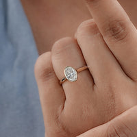 Bezel Oval Lab Diamond Solitaire Engagement Ring