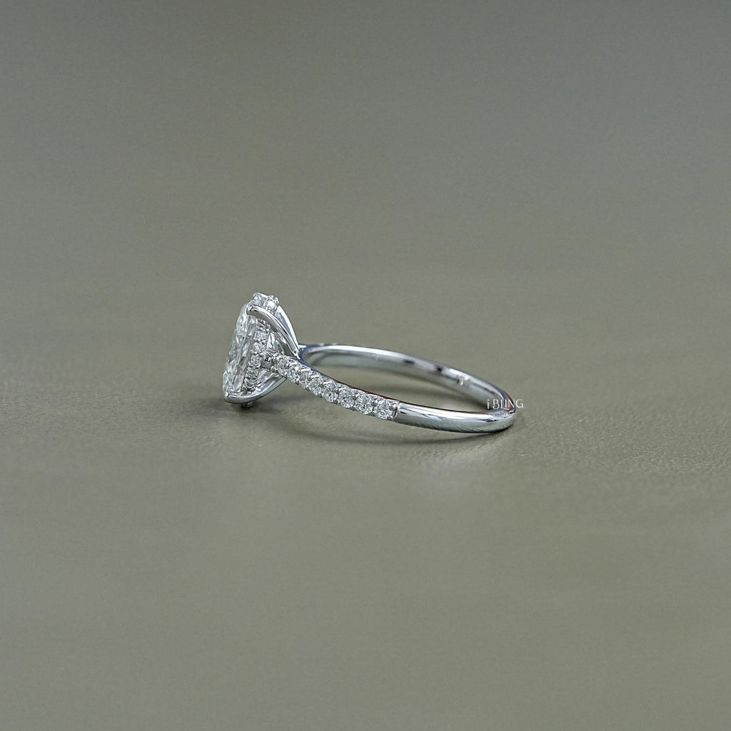 Oval Cut Lab Diamond Hidden Halo Accent Ring