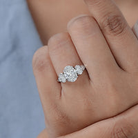 Oval Cut Lab Grown Five Stone Staking Ring