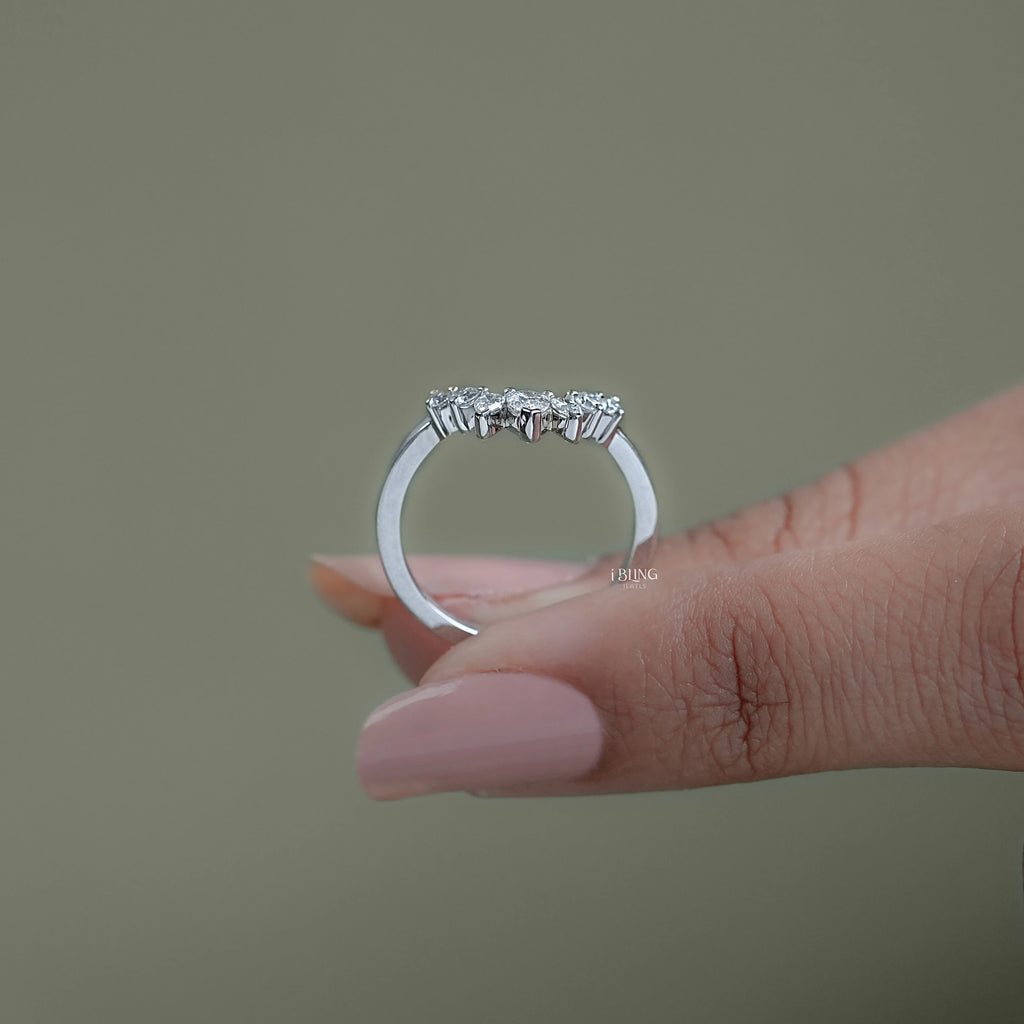 Pear Diamond Curved Wedding Band