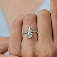 Pear Cut Lab Diamond Chevron Ring