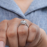 Pear Lab Grown Diamond Accent Halo Engagement Ring