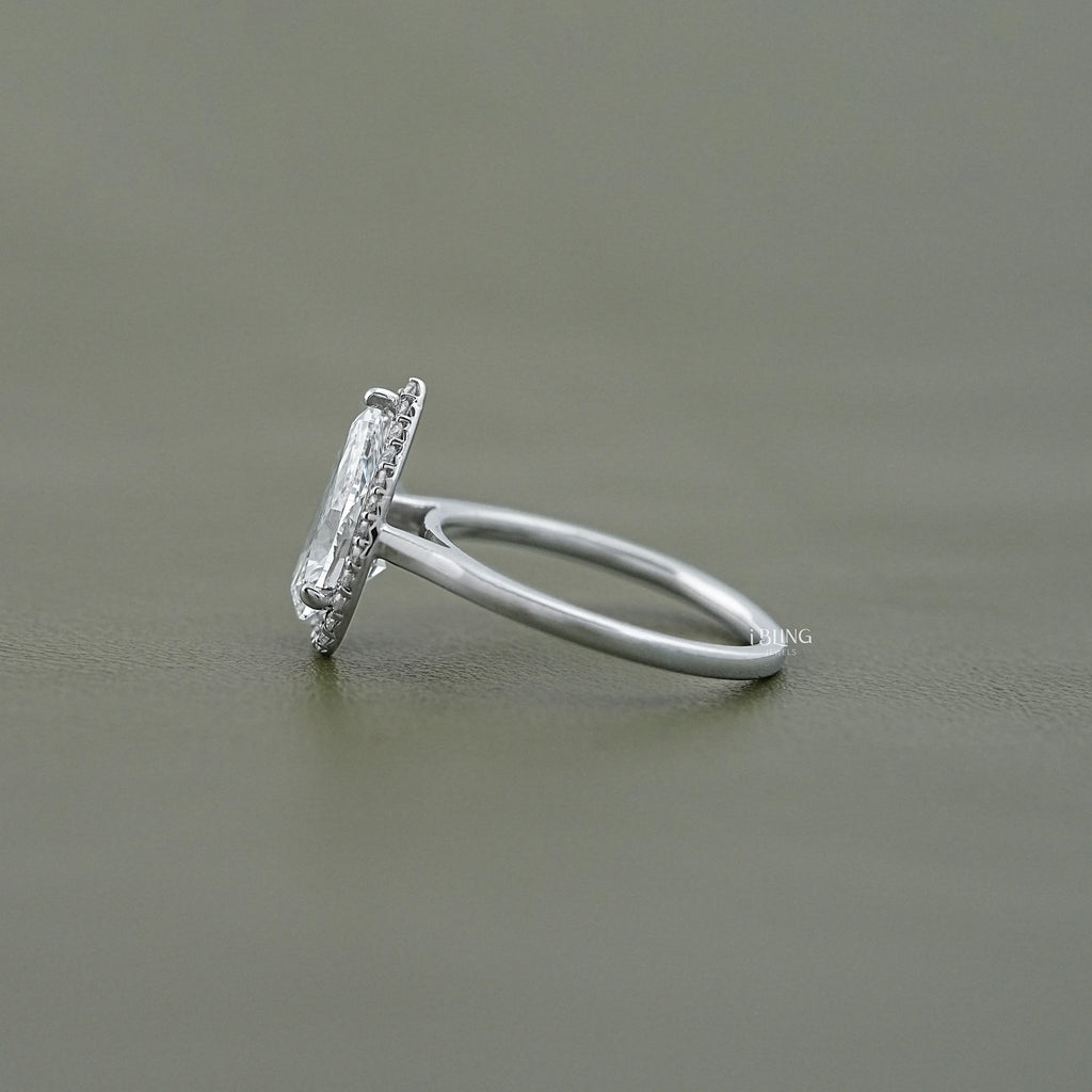 Pear Cut Lab Diamond Halo Ring