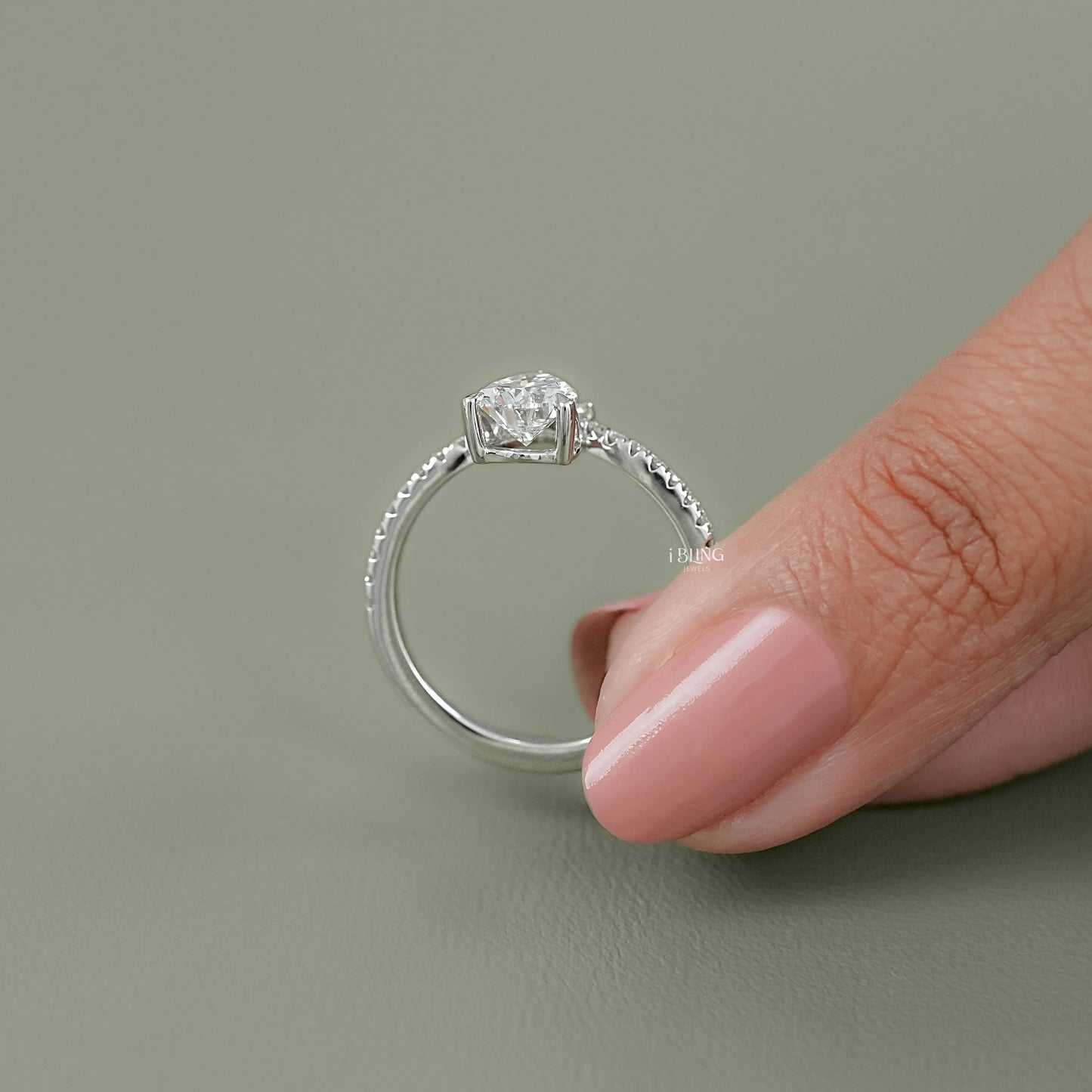 Pear Cut Lab Diamond Chevron Ring Solitaire Accent Ring