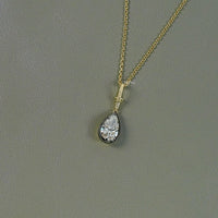 Pear Cut Lab Diamond Solitaire Button Back Pendant