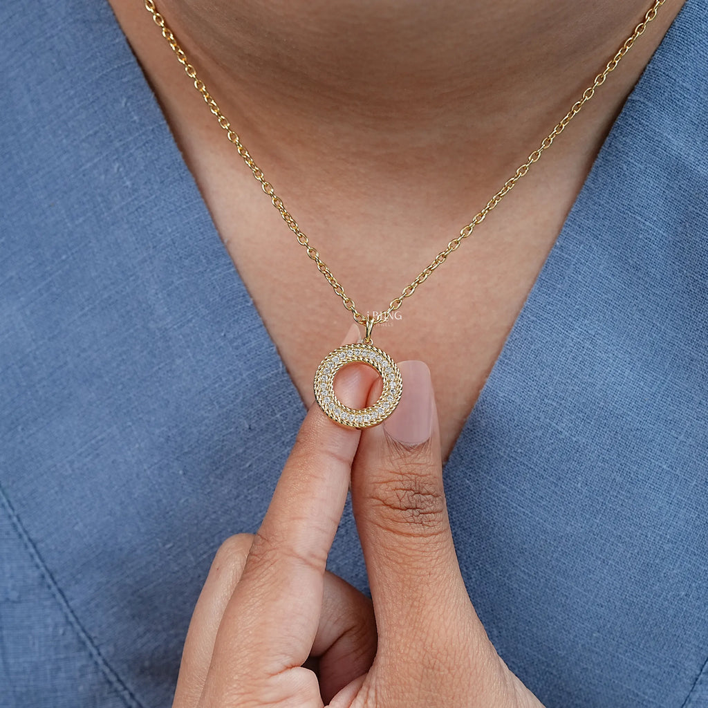 Open Circle Round Lab Diamond Pendant