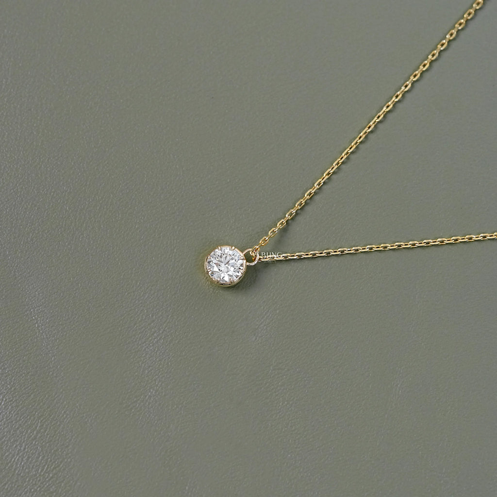 Round Lab Diamond Solitaire Necklace