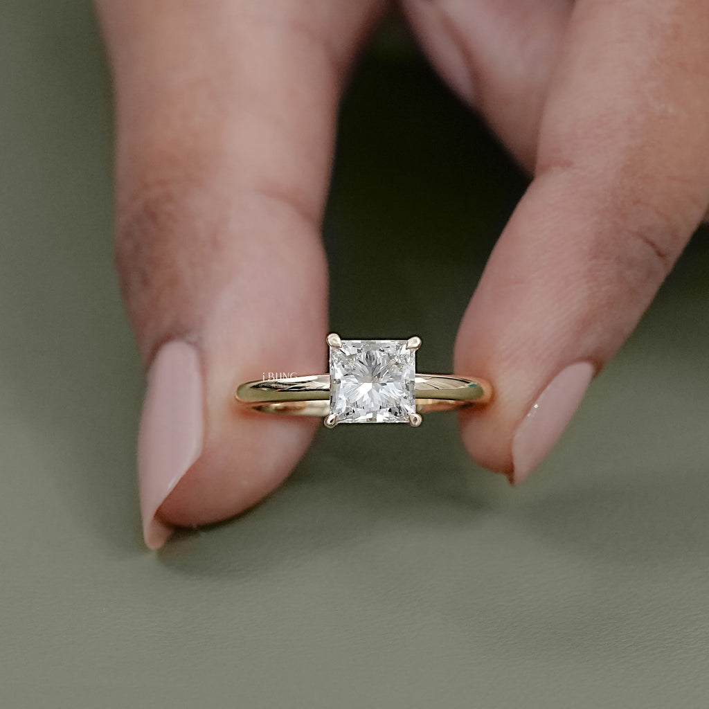Princess Lab Diamond Solitaire Engagement Ring