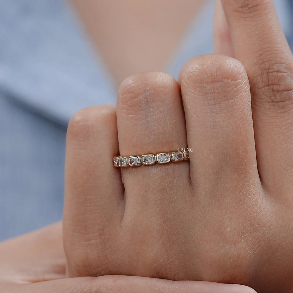 Radiant Cut Lab Grown Diamond Full Eternity Wedding Band