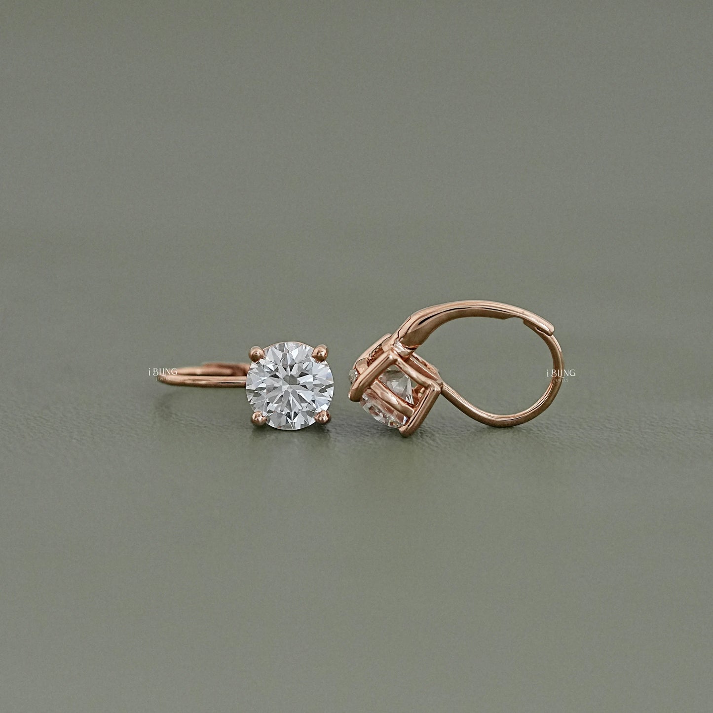 Solitaire Round Diamond Drop Earrings
