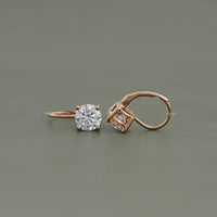 Solitaire Round Diamond Drop Earrings