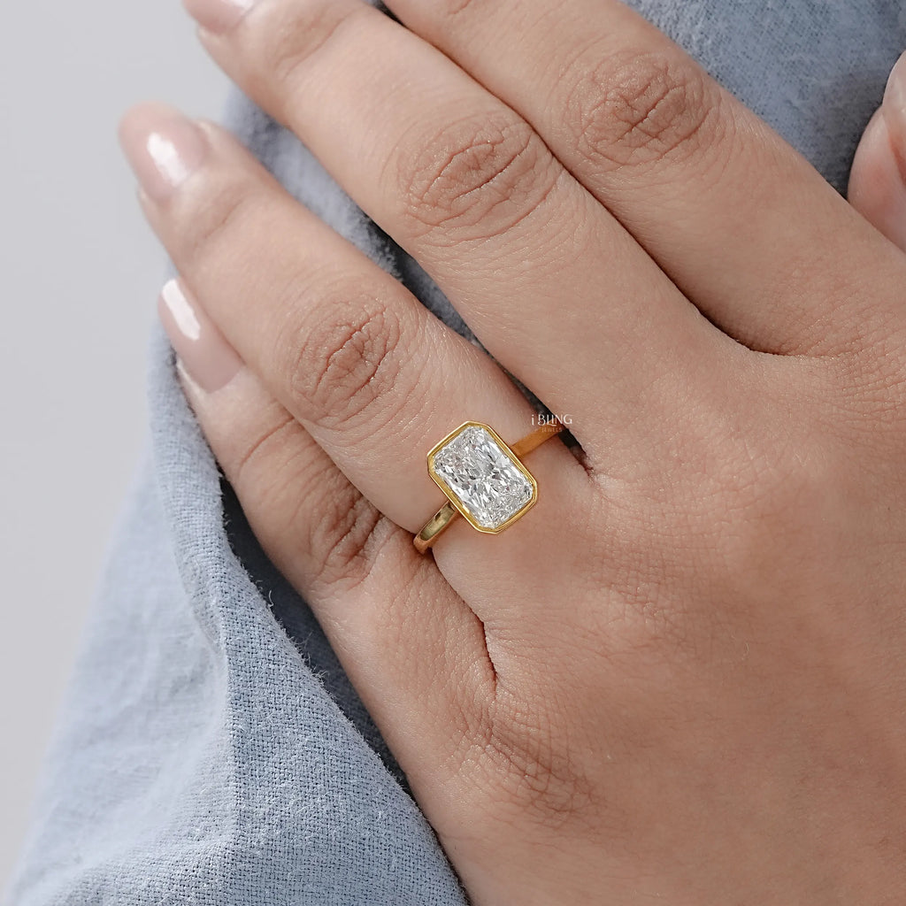 Radiant Cut Diamond Bezel Set Engagement Ring