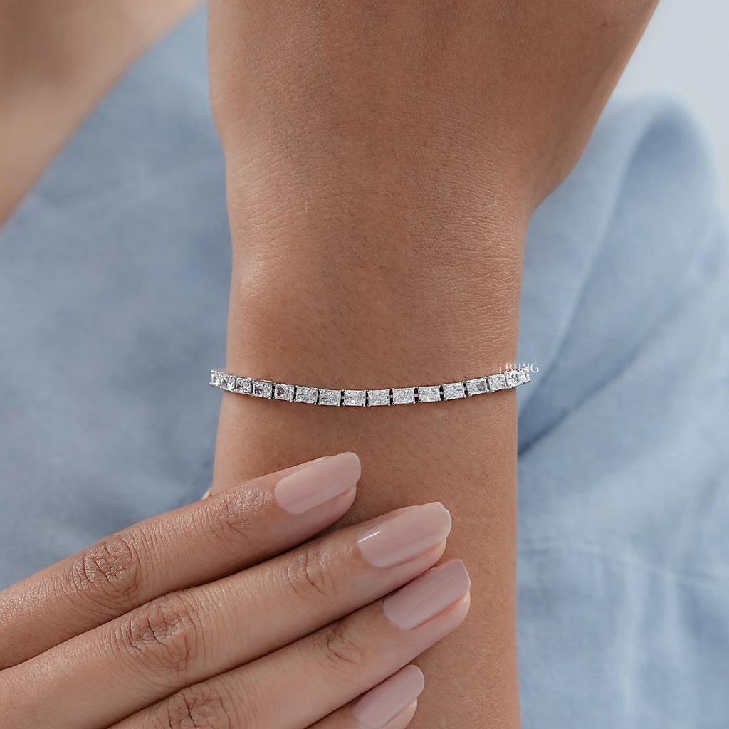Lab Diamond Radiant Cut Wedding Tennis Bracelet