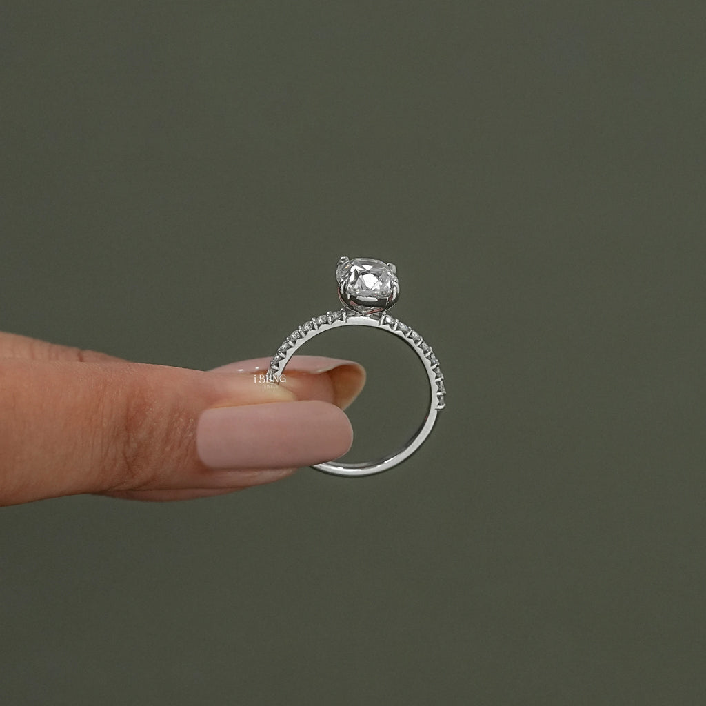 Elongated Cushion Diamond Engagement Ring