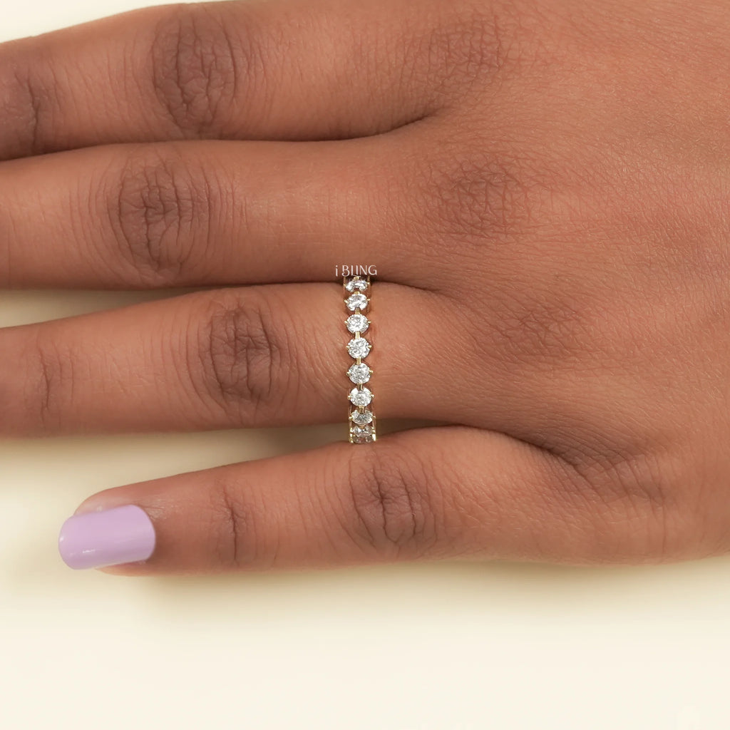 Round Lab Diamond Eternity Wedding Band