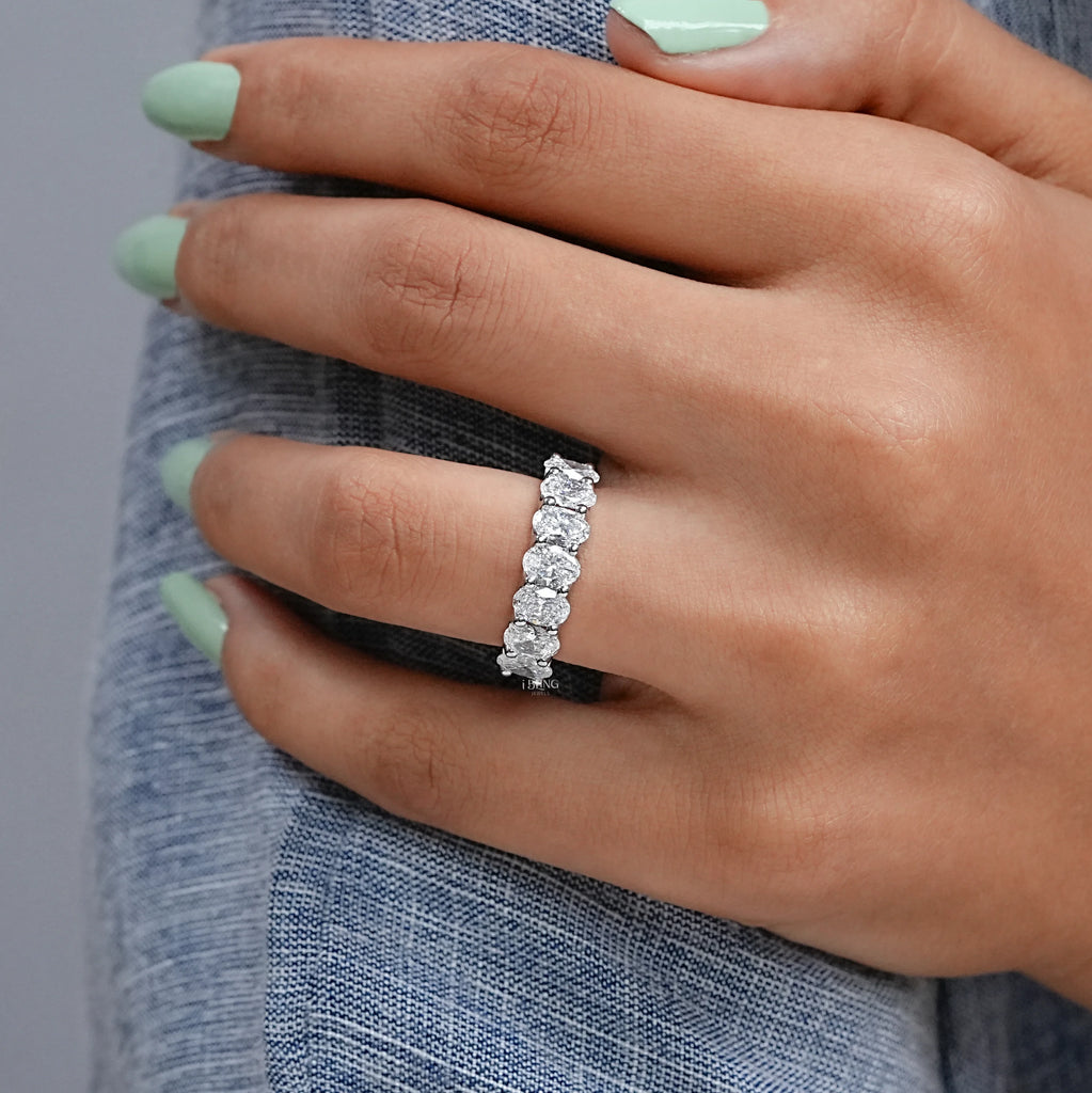 Seven Stone Oval Cut Diamond Wedding Band