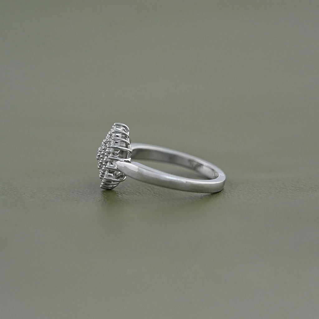 Round Lab Diamond Cluster Flower Ring