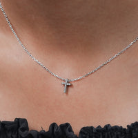 Round Lab Diamond Cross Pendant