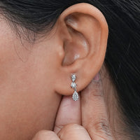 Round lab Diamond Tear Drop Dangle Earrings
