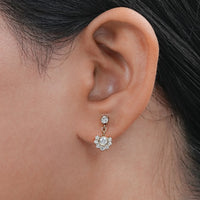 Round Cut Lab Diamond Cluster Drop Earrings