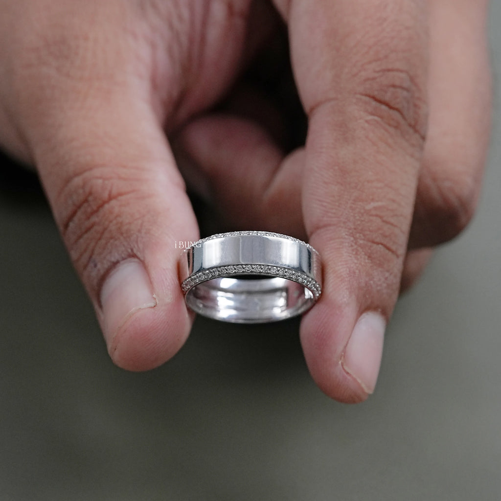 Pave Diamond Eternity Men's Wedding Band