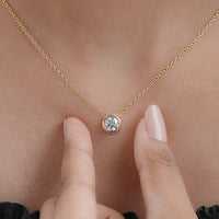 Round Cut Lab Grown Diamond Bezel Set Necklace