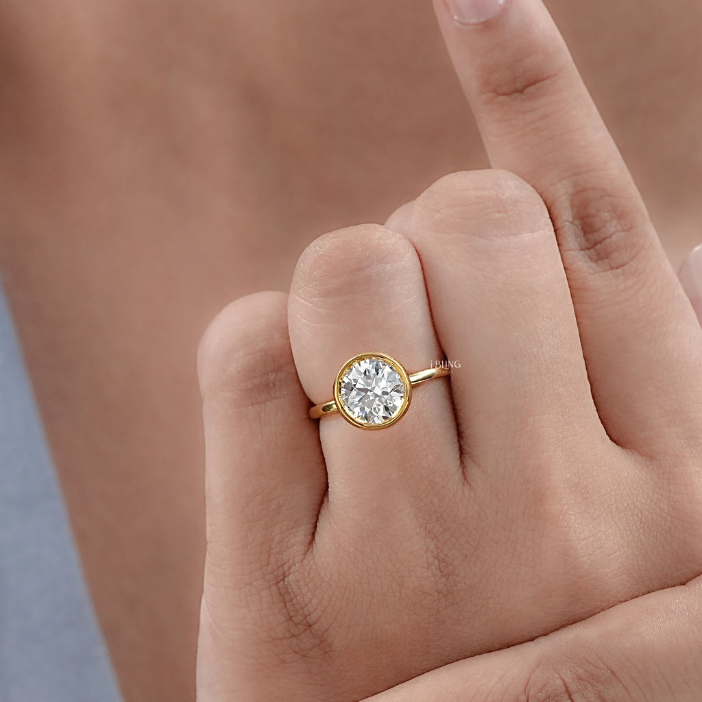 Bezel Set Round Lab Diamond Engagement Ring