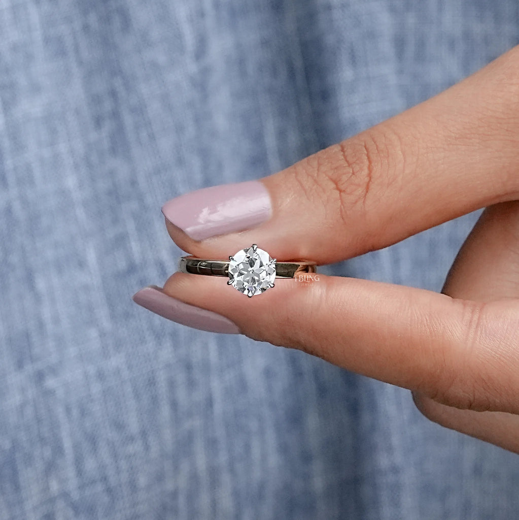 Old European Round Cut Solitaire Engagement Ring