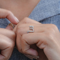 Round Diamond Pave Initial Wedding Ring