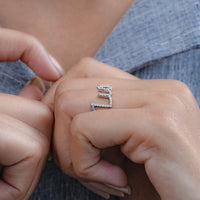 Round Diamond Pave Initial Wedding Ring