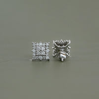 Round Cut CVD Diamond Square Shape Earrings