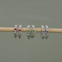 Lab Diamond And Gemstone In-Out Hoop Earrings