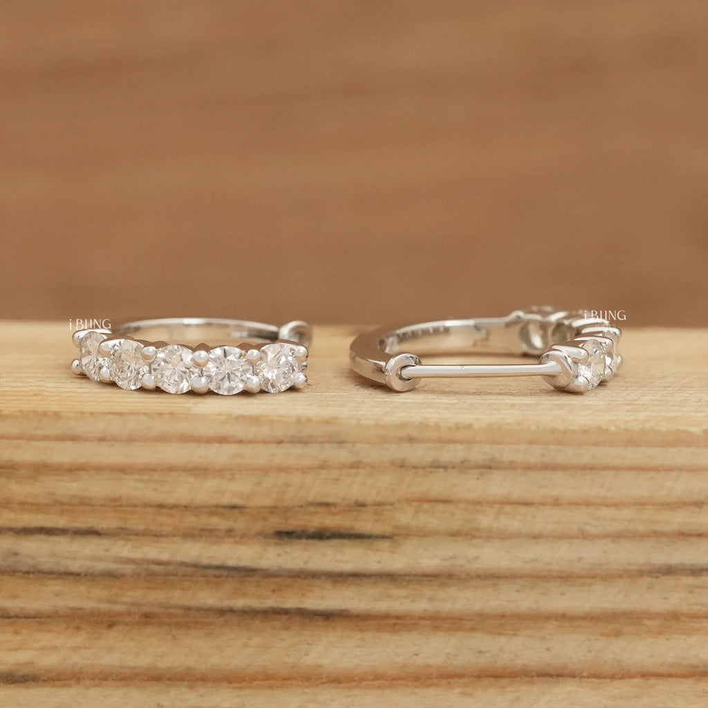 Round Cut Lab Diamond Huggie Hoop Earrings