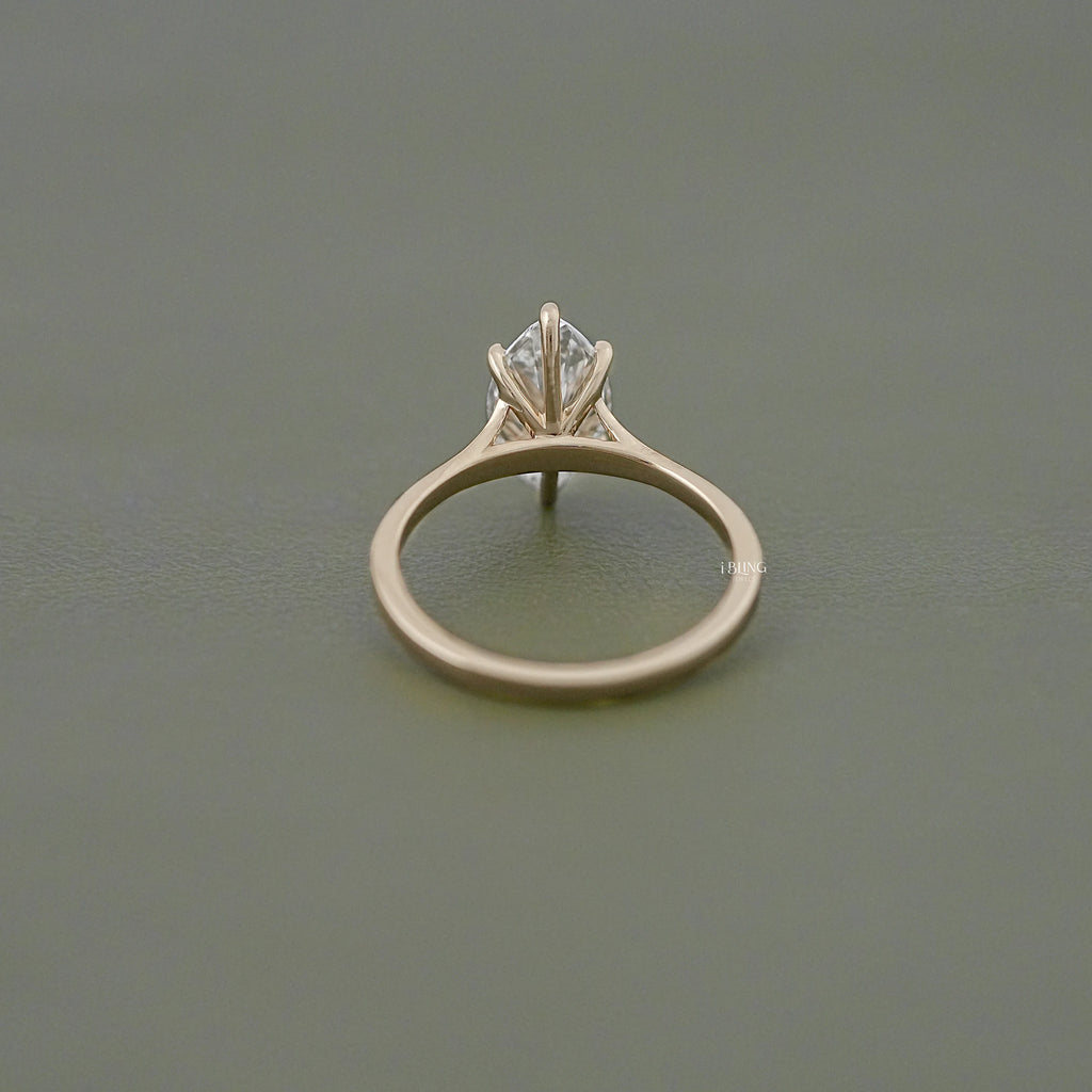 Marquise Diamond Split Shank Solitaire Engagement Ring