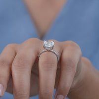 Cushion Lab Diamond Hidden Halo Solitaire Accent Ring