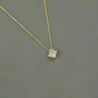 Princess Diamond Bezel Set Solitaire Necklace