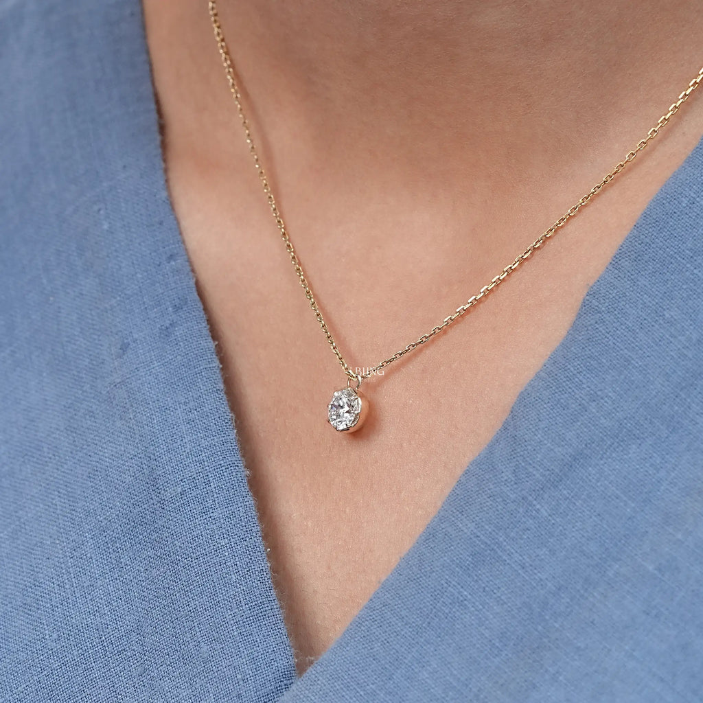 Round Lab Diamond Solitaire Necklace