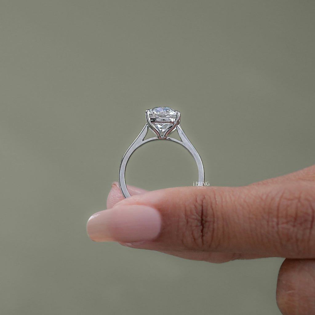 Old Mine Cushion Lab Diamond Solitaire Engagement Ring
