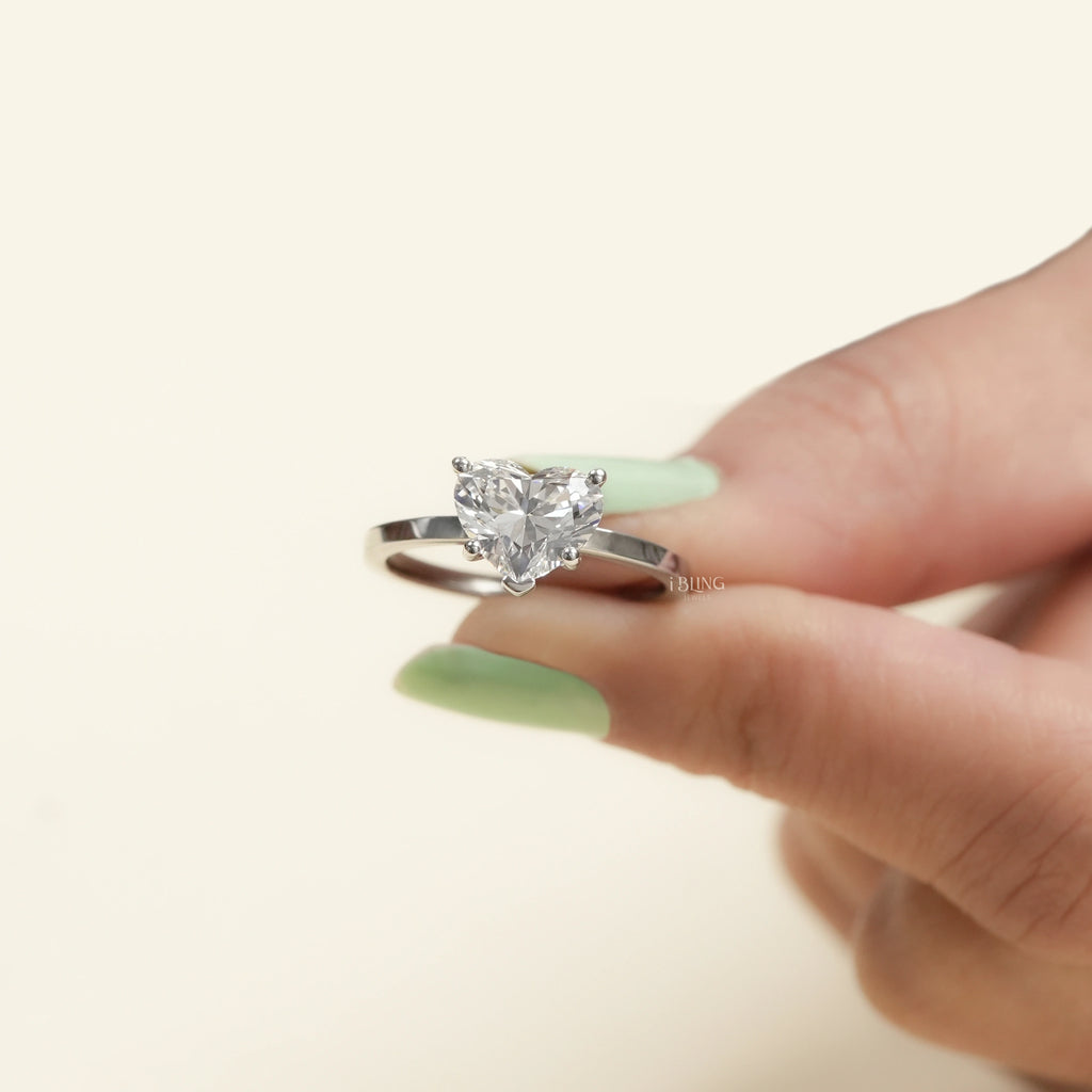 Heart Lab Diamond Solitaire Engagement Ring