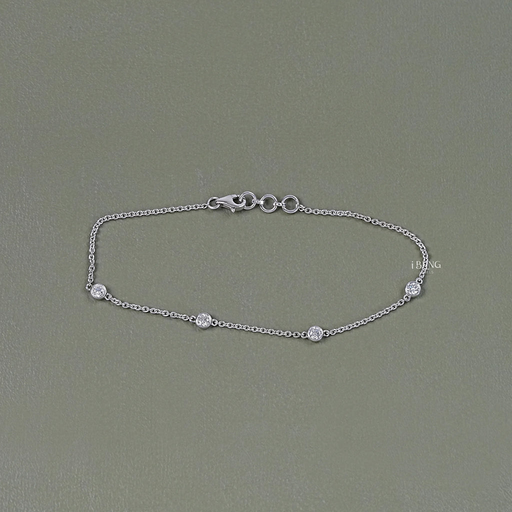 Lab Grown Round Diamond Station Chain Bracelet